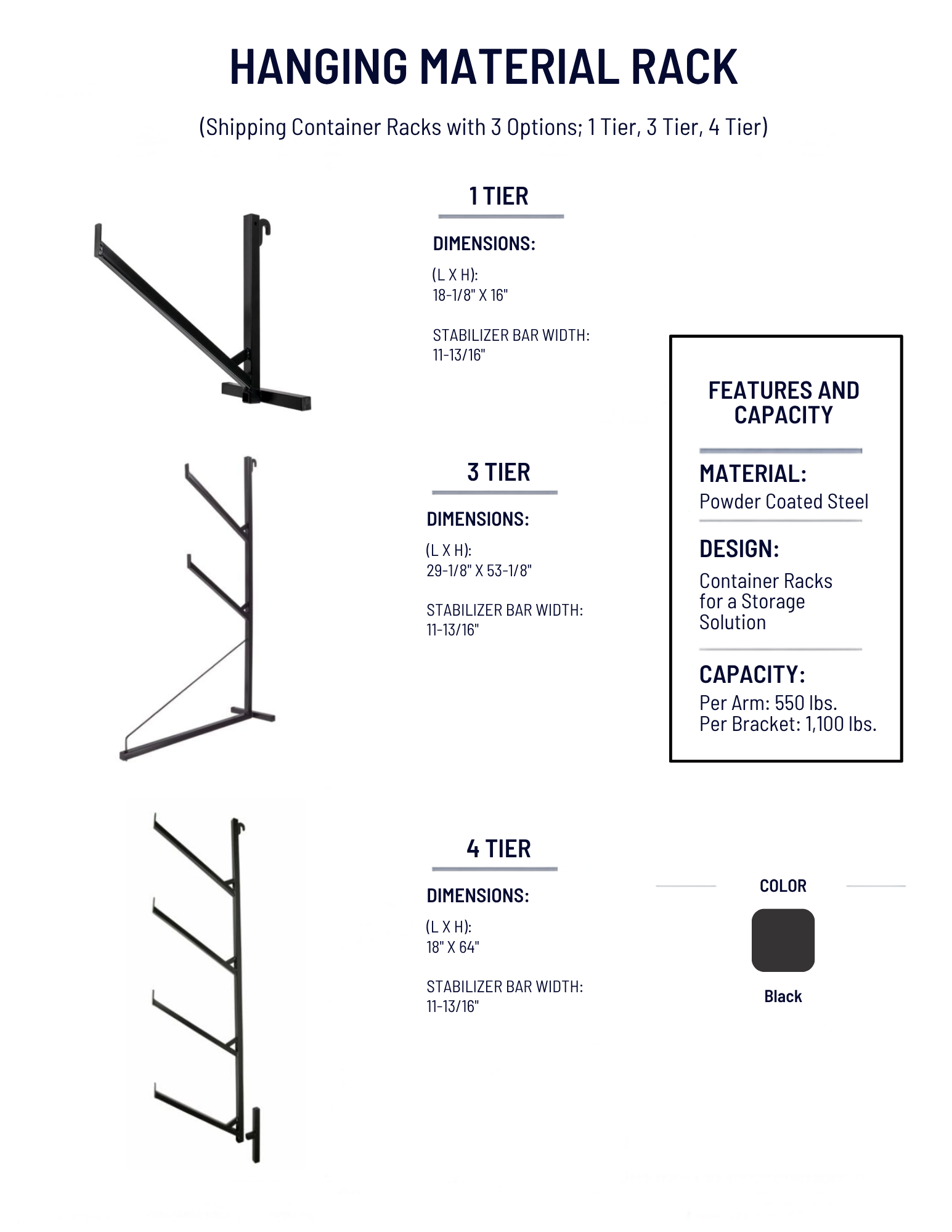 Hanging Material Rack - 3 Tier - Image 4